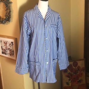 Embassy Apparel Size Medium Striped ButtonFront Pajama SleepShirt $65 NEW